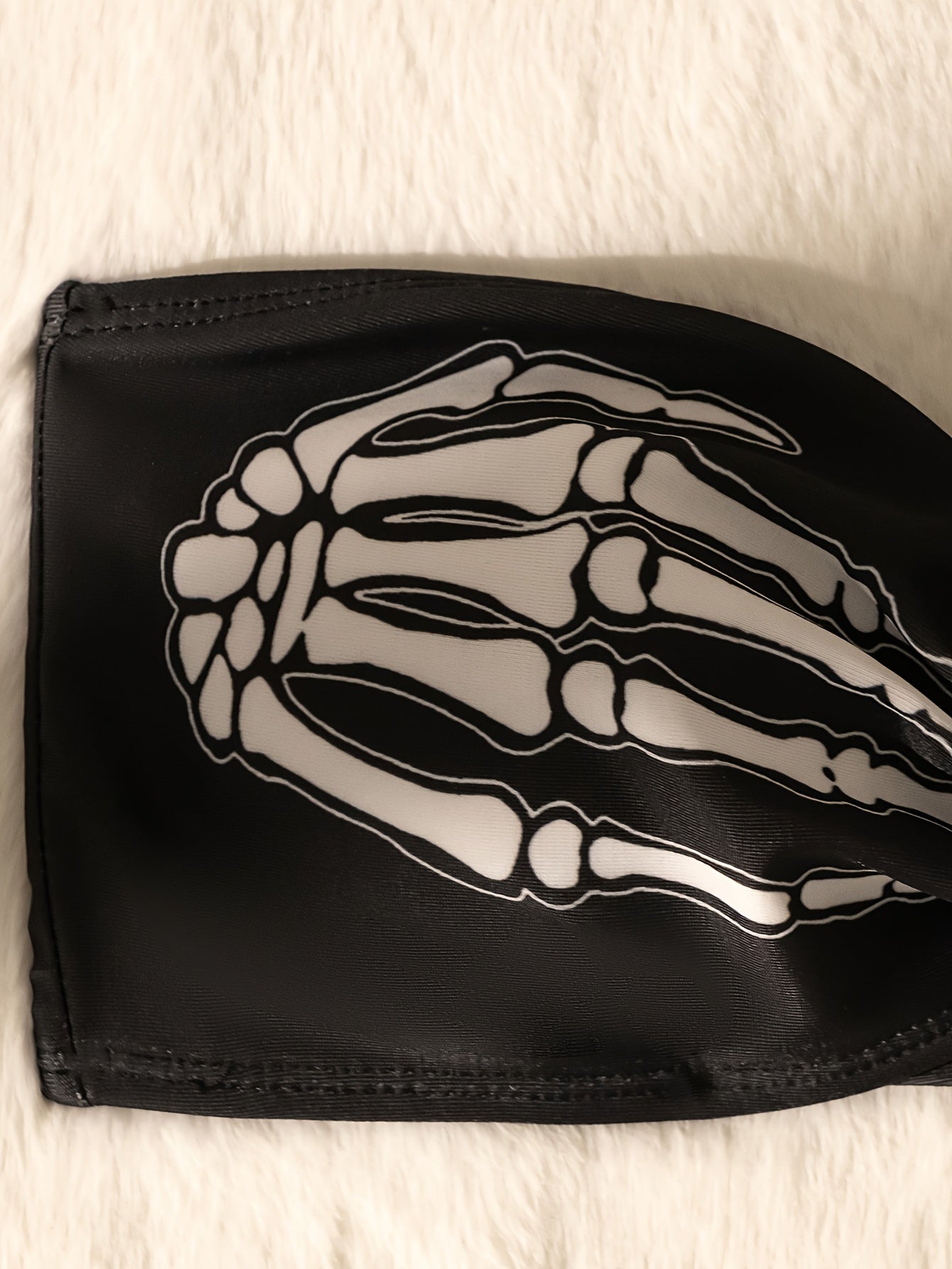Halloween Skeleton Print Halter 2 Piece Gothic Style Swimsuits, Swimwear.