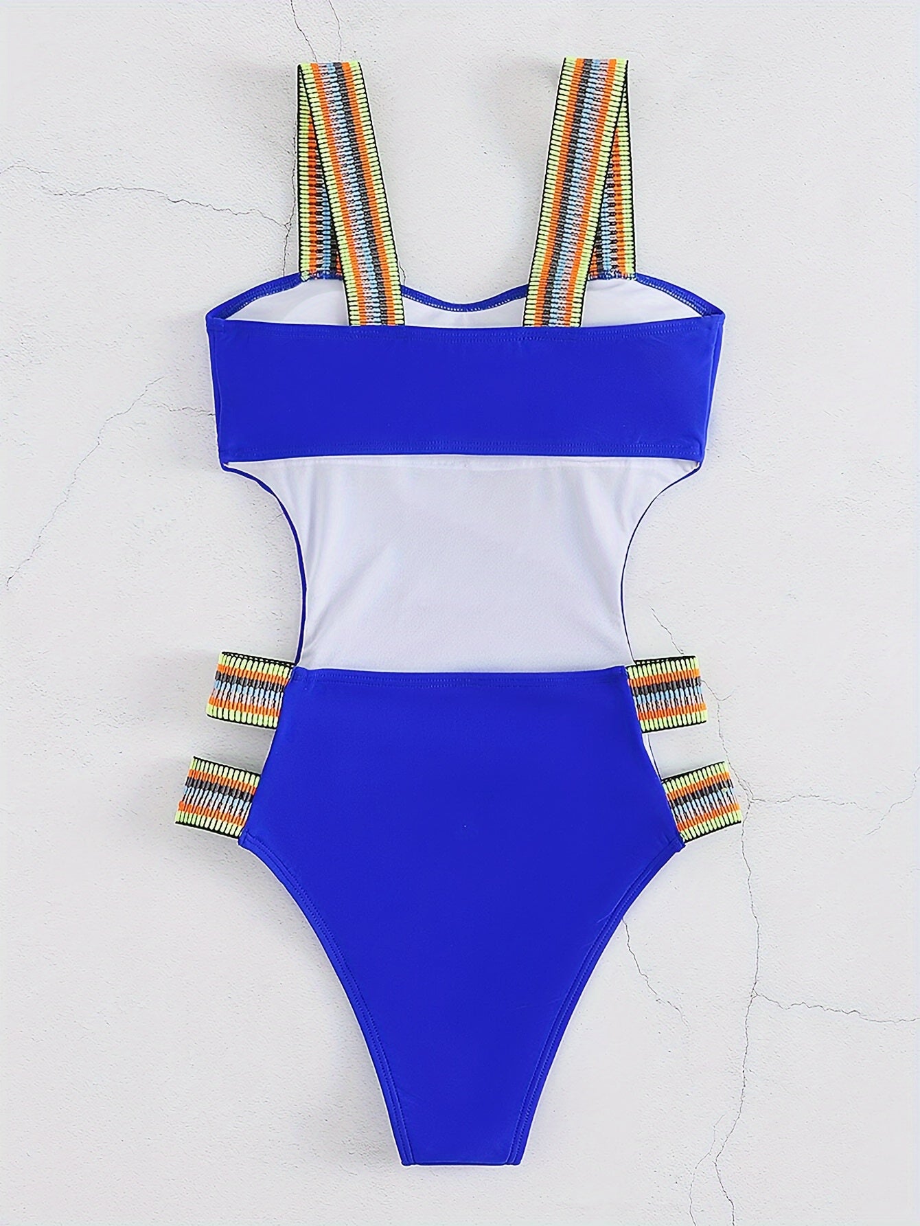 Fashionable Solid Color Swimsuits with Colorful Elastic Bands in Black And Blue, Specially Supplied for Cross-Border Trade. swimwear