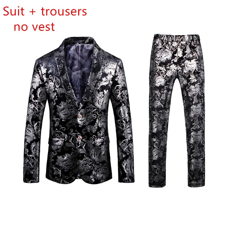 Men's 3/2 Sets Suit Vest Trousers Ensemble Autumn Winter European Style Fashion Trend Handmade Tailoring Stage Performance