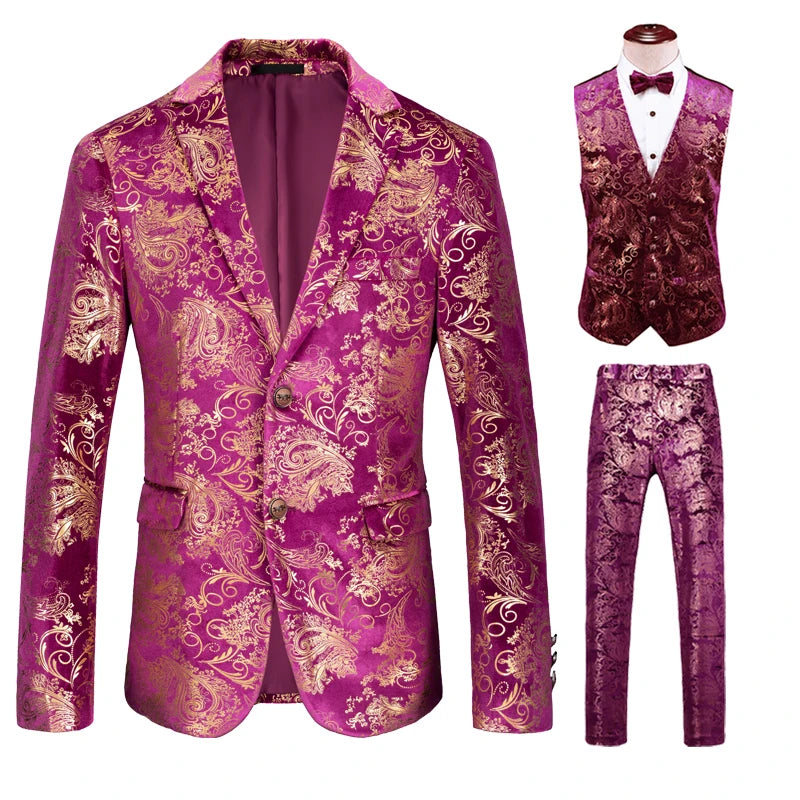 Men's 3/2 Sets Suit Vest Trousers Ensemble Autumn Winter European Style Fashion Trend Handmade Tailoring Stage Performance