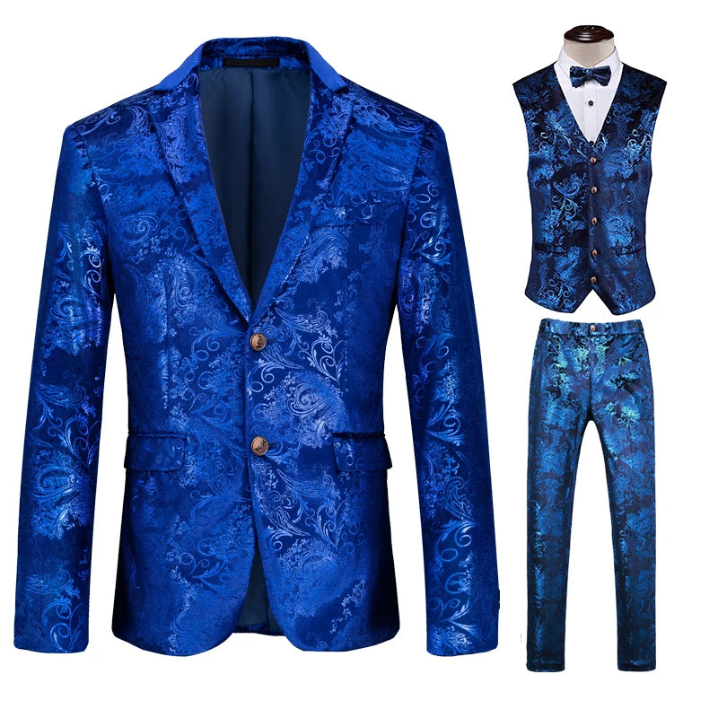 Men's 3/2 Sets Suit Vest Trousers Ensemble Autumn Winter European Style Fashion Trend Handmade Tailoring Stage Performance