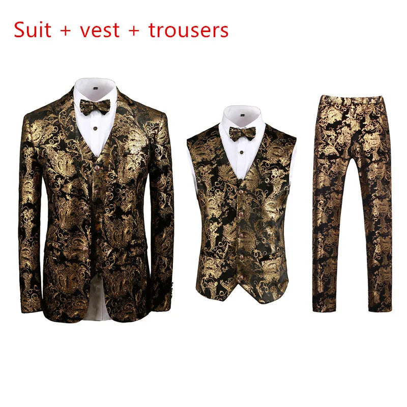 Men's 3/2 Sets Suit Vest Trousers Ensemble Autumn Winter European Style Fashion Trend Handmade Tailoring Stage Performance