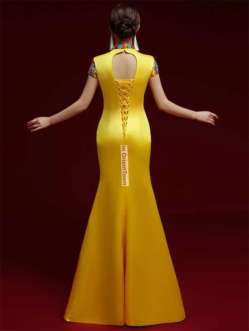 Oriental Style Models Cheongsam Prom Dress High-End Performance Costume Show Asian Trend Evening Hosts Formal Attire for Women
