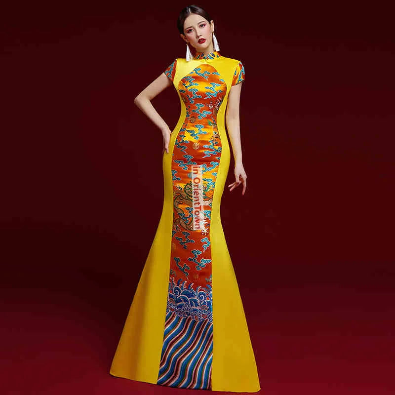 Oriental Style Models Cheongsam Prom Dress High-End Performance Costume Show Asian Trend Evening Hosts Formal Attire for Women