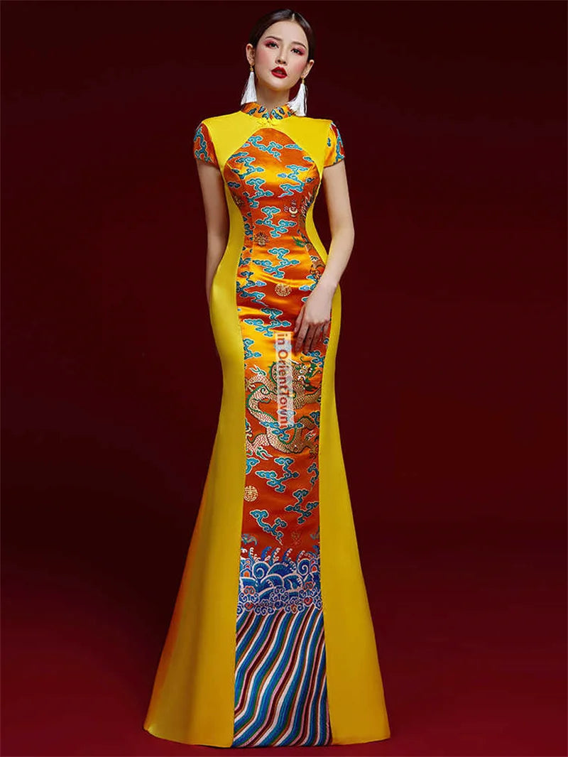 Oriental Style Models Cheongsam Prom Dress High-End Performance Costume Show Asian Trend Evening Hosts Formal Attire for Women