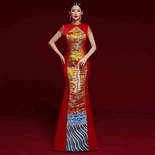 Oriental Style Models Cheongsam Prom Dress High-End Performance Costume Show Asian Trend Evening Hosts Formal Attire for Women