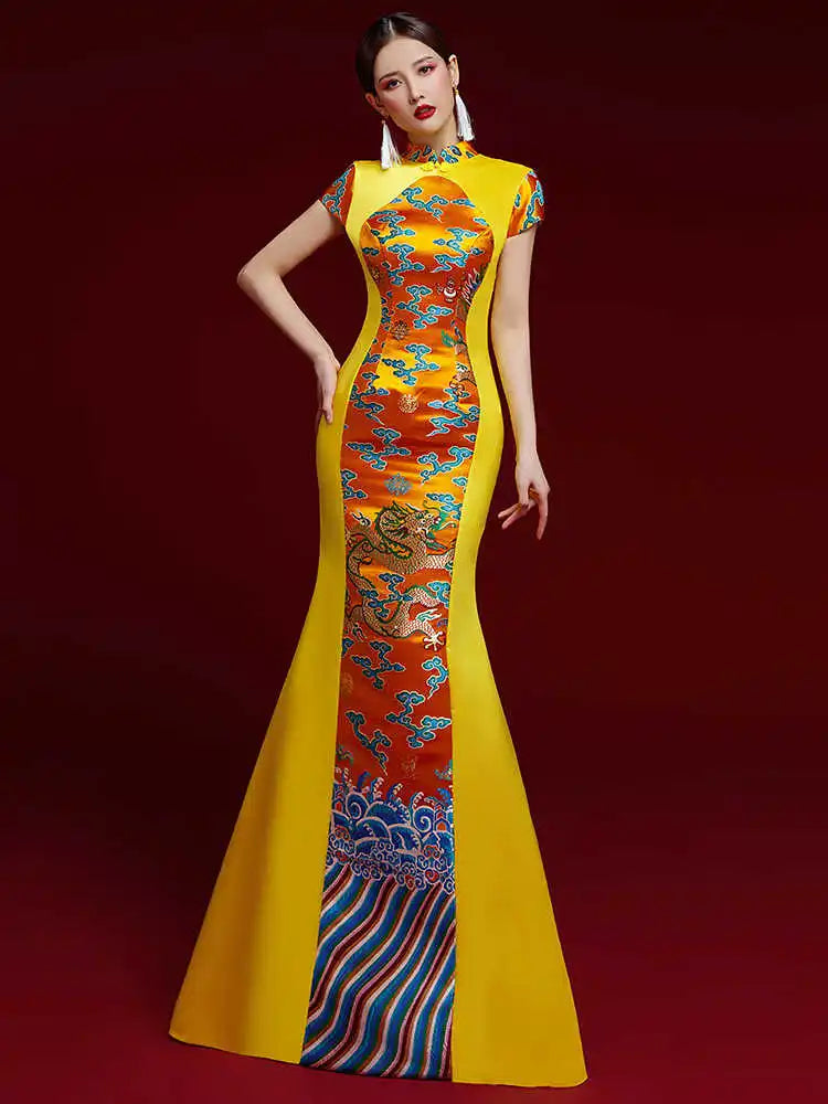 Oriental Style Models Cheongsam Prom Dress High-End Performance Costume Show Asian Trend Evening Hosts Formal Attire for Women