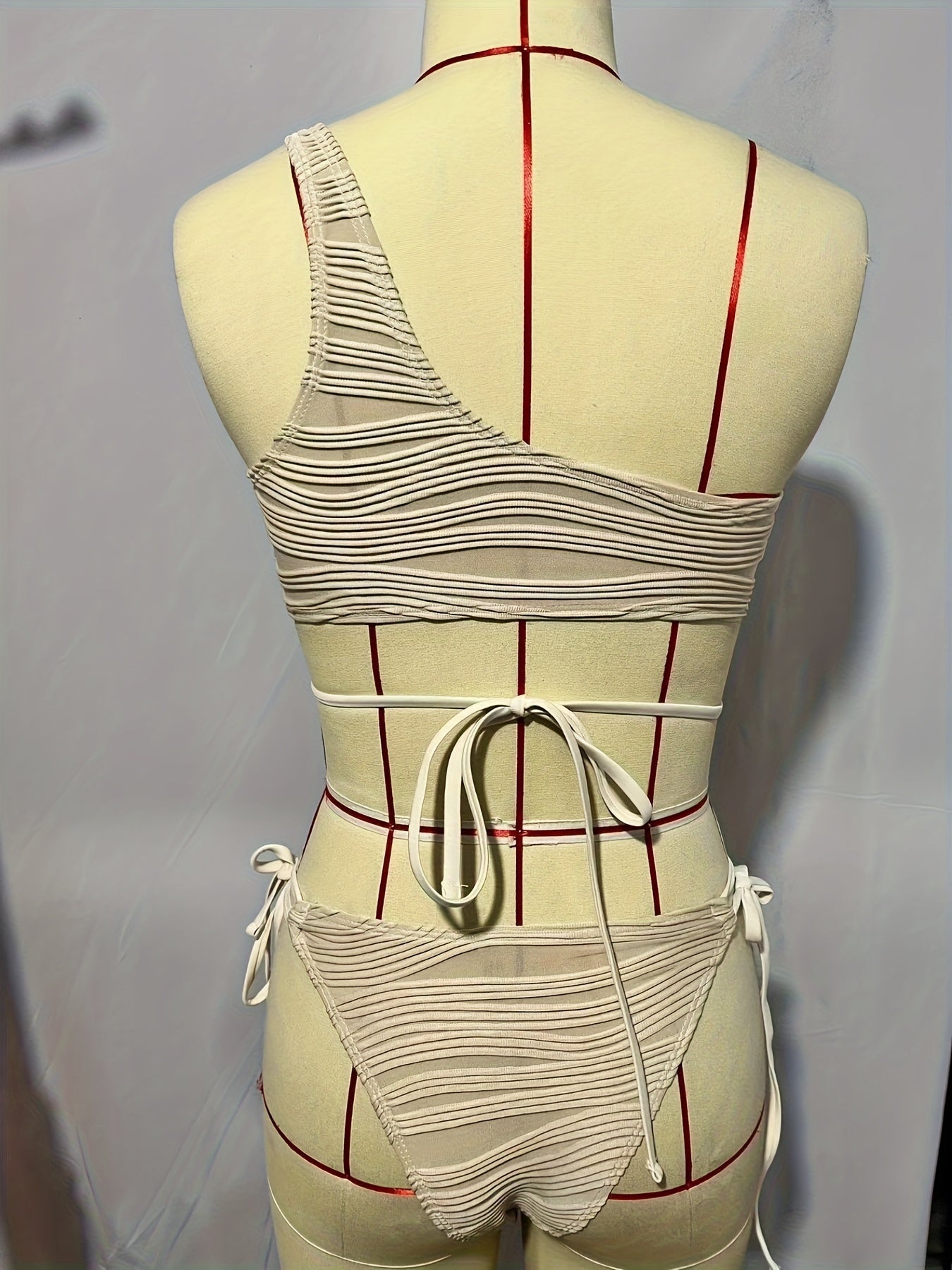Asymmetric One Shoulder Criss Cross 2 Piece Set Bikini,  Swimsuits, Women's Swimwear & Clothing
