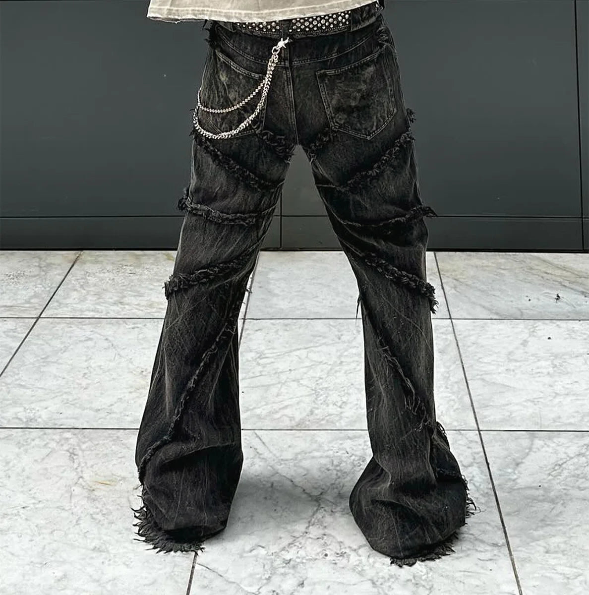 Hot Sale Hip Hop Customized High Quality Distressed Black Baggy Denim Pants Men's Loose Fit Streetwear Stack Jeans