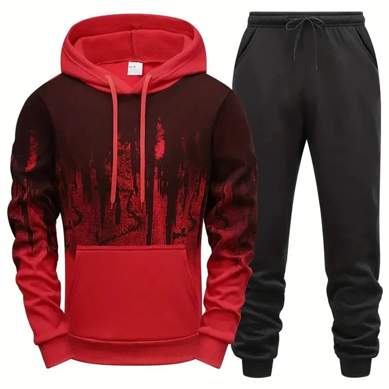 Men's Set Hoodie Sets Men Tracksuit Sportswear Hoodies+Sweatpant 2 Pieces Autumn Winter Male Warm Clothing Pullover Sweatshirts