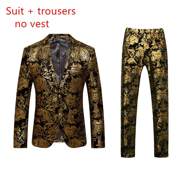 Men's 3/2 Sets Suit Vest Trousers Ensemble Autumn Winter European Style Fashion Trend Handmade Tailoring Stage Performance