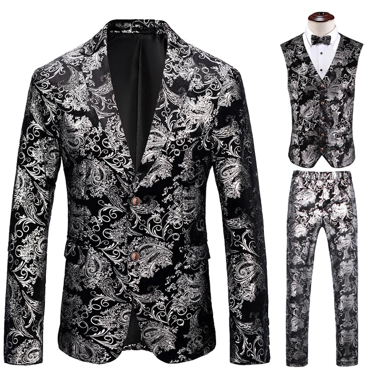Men's 3/2 Sets Suit Vest Trousers Ensemble Autumn Winter European Style Fashion Trend Handmade Tailoring Stage Performance