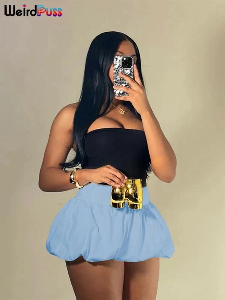 Ball Gown Skirts ; Y2K Hottie ; Trendy Midnight Waistband ; Miniskirts