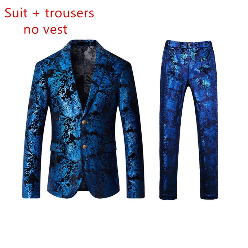 Men's 3/2 Sets Suit Vest Trousers Ensemble Autumn Winter European Style Fashion Trend Handmade Tailoring Stage Performance
