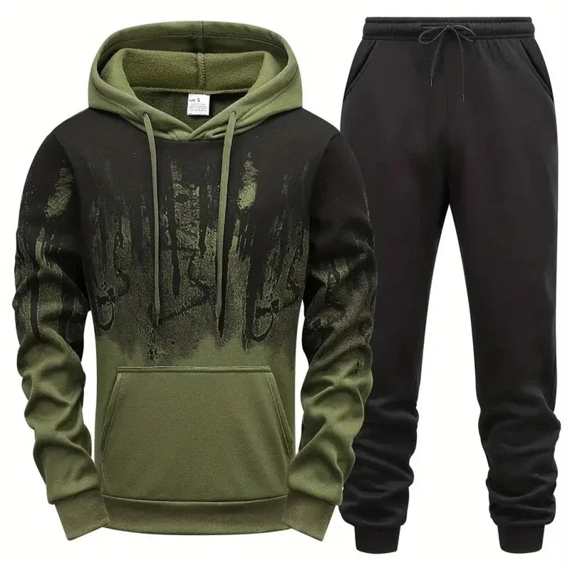 Men's Set Hoodie Sets Men Tracksuit Sportswear Hoodies+Sweatpant 2 Pieces Autumn Winter Male Warm Clothing Pullover Sweatshirts