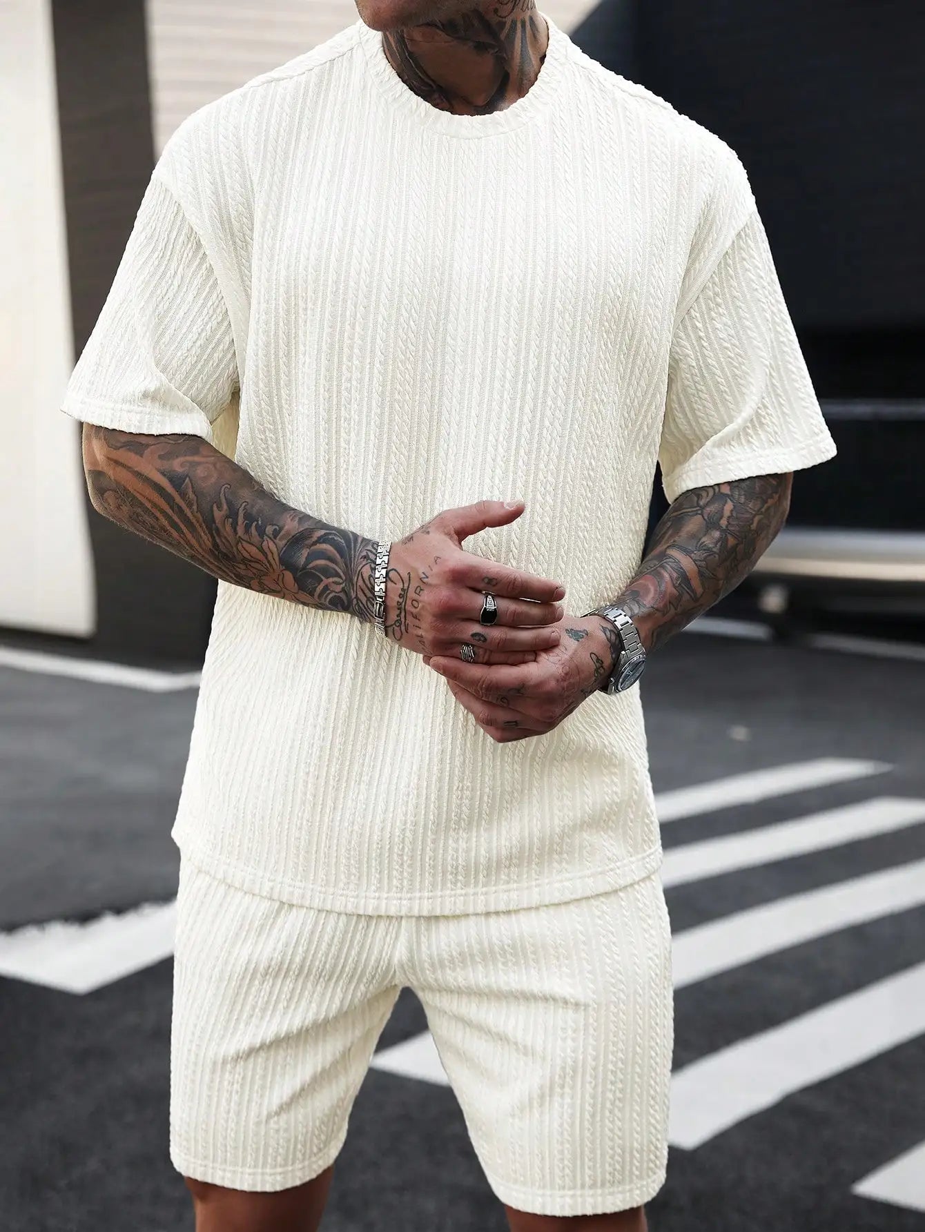 Men's Jacquard Set ; Casual and Comfortable ; Suitable for Daily Occasions