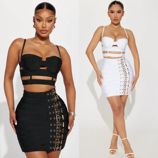 Punk bandage skirt set