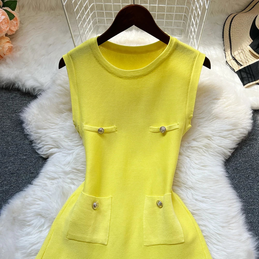 Pleated Short Dress Women
