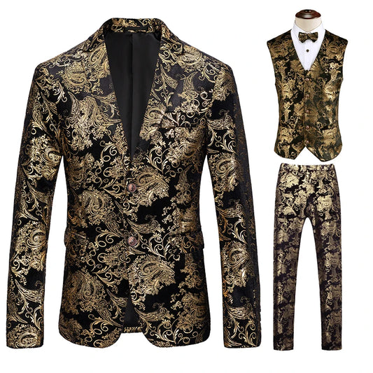 Men's 3/2 Sets Suit Vest Trousers Ensemble Autumn Winter European Style Fashion Trend Handmade Tailoring Stage Performance