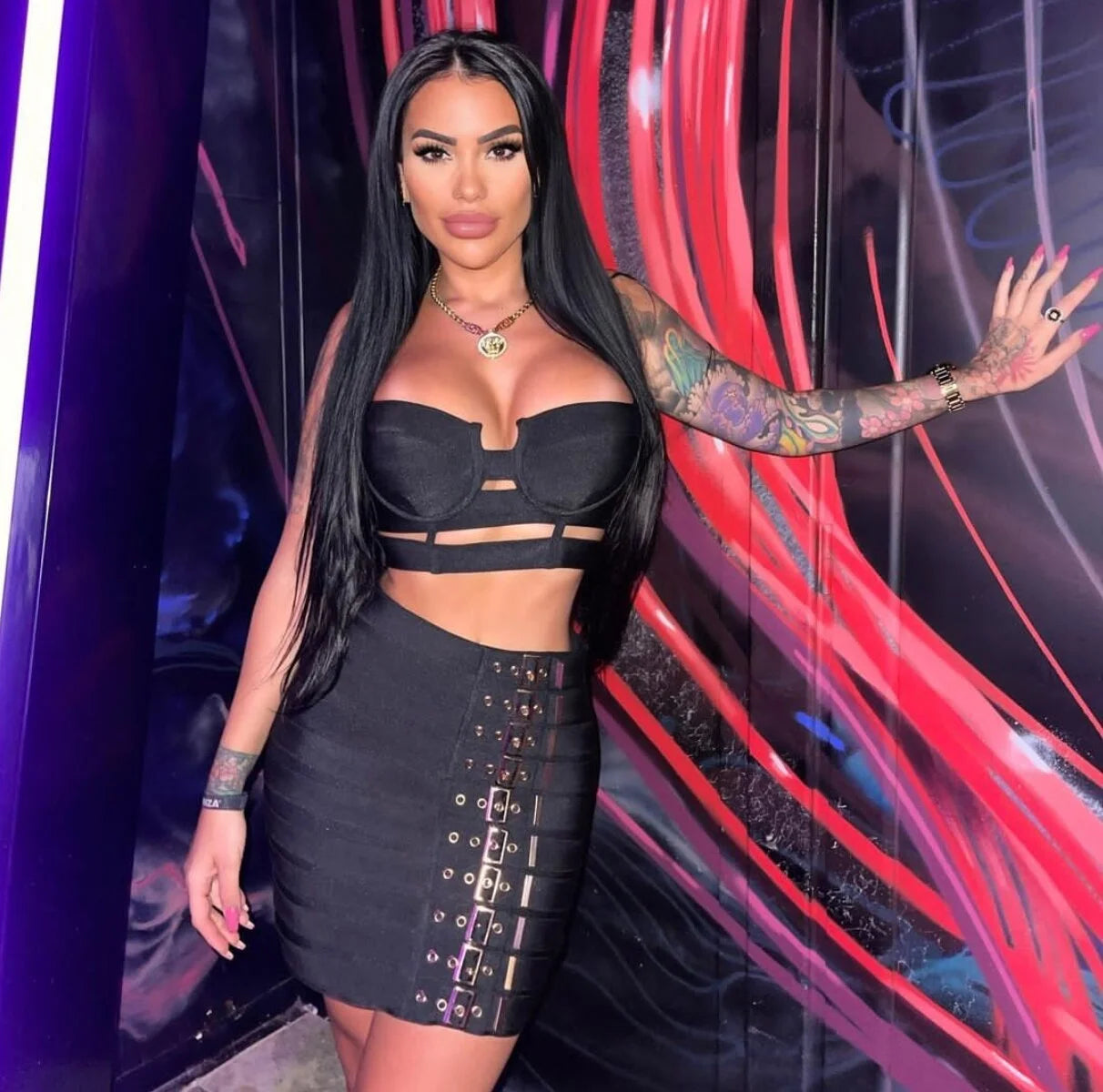 Punk bandage skirt set