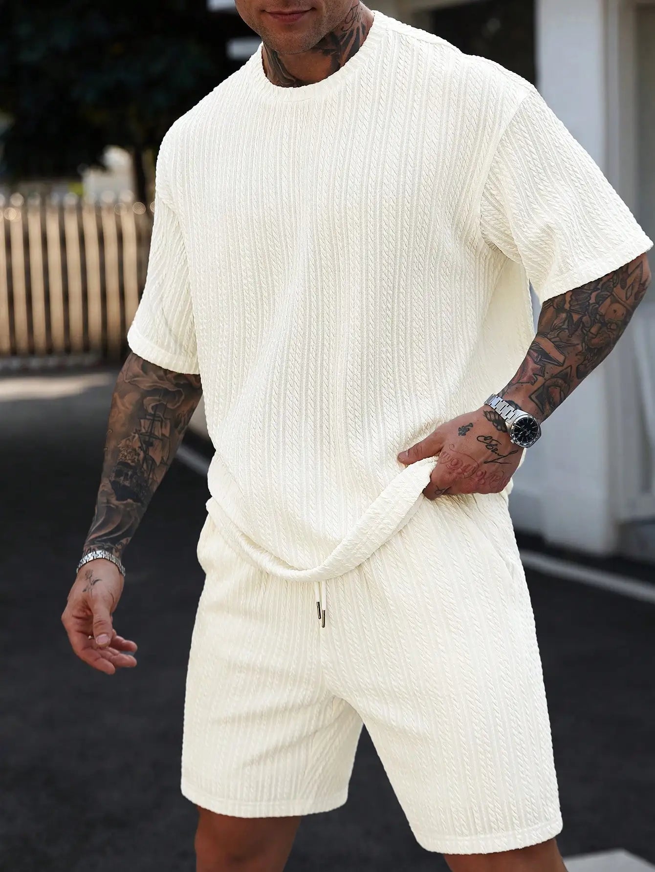 Men's Jacquard Set ; Casual and Comfortable ; Suitable for Daily Occasions