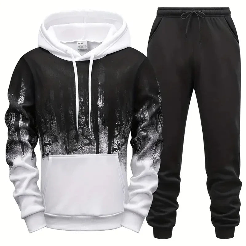 Men's Set Hoodie Sets Men Tracksuit Sportswear Hoodies+Sweatpant 2 Pieces Autumn Winter Male Warm Clothing Pullover Sweatshirts