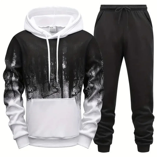 Men's Set Hoodie Sets Men Tracksuit Sportswear Hoodies+Sweatpant 2 Pieces Autumn Winter Male Warm Clothing Pullover Sweatshirts