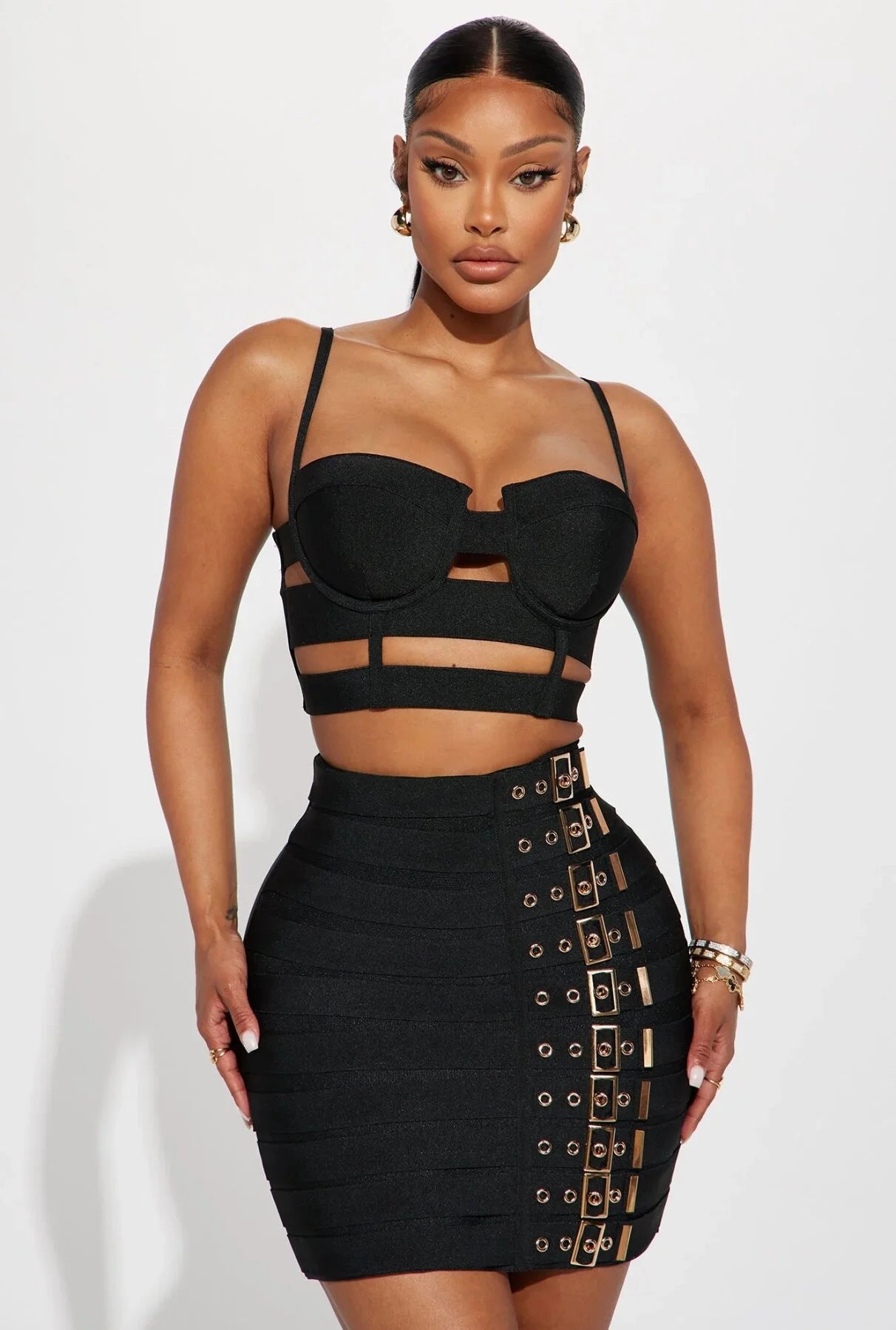 Punk bandage skirt set