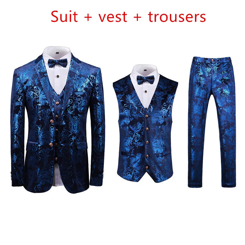 Men's 3/2 Sets Suit Vest Trousers Ensemble Autumn Winter European Style Fashion Trend Handmade Tailoring Stage Performance