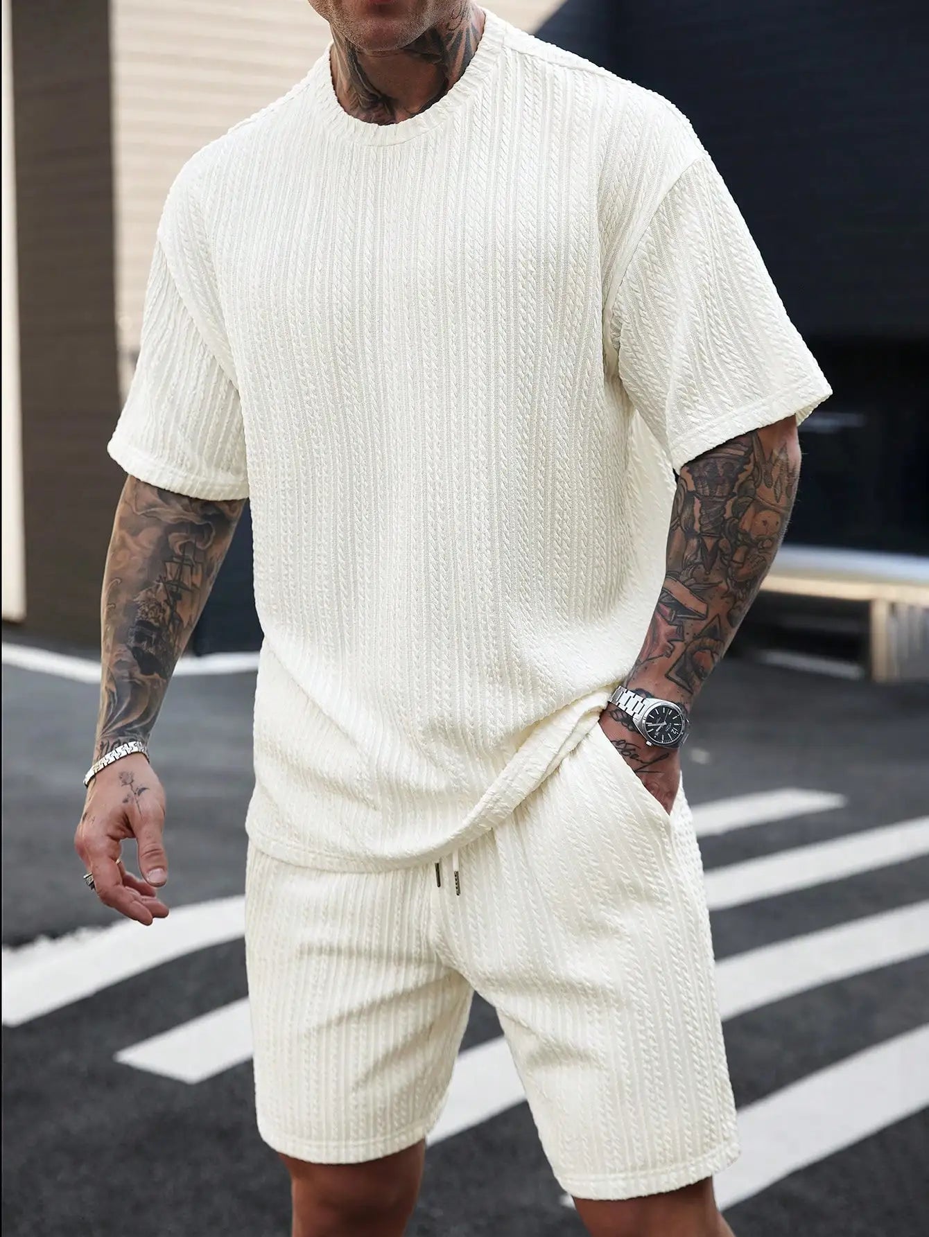 Men's Jacquard Set ; Casual and Comfortable ; Suitable for Daily Occasions