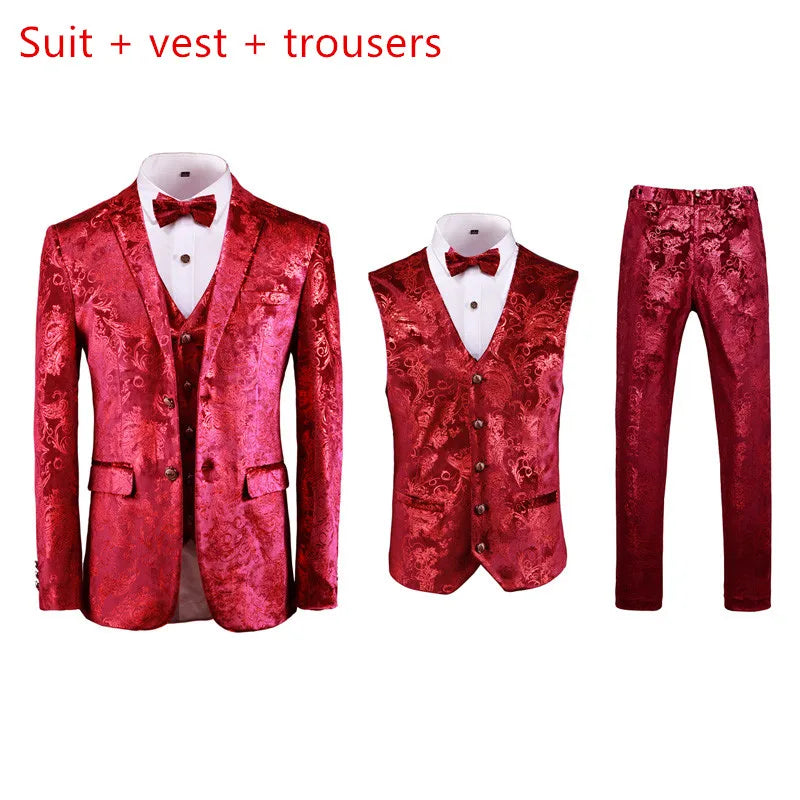 Men's 3/2 Sets Suit Vest Trousers Ensemble Autumn Winter European Style Fashion Trend Handmade Tailoring Stage Performance