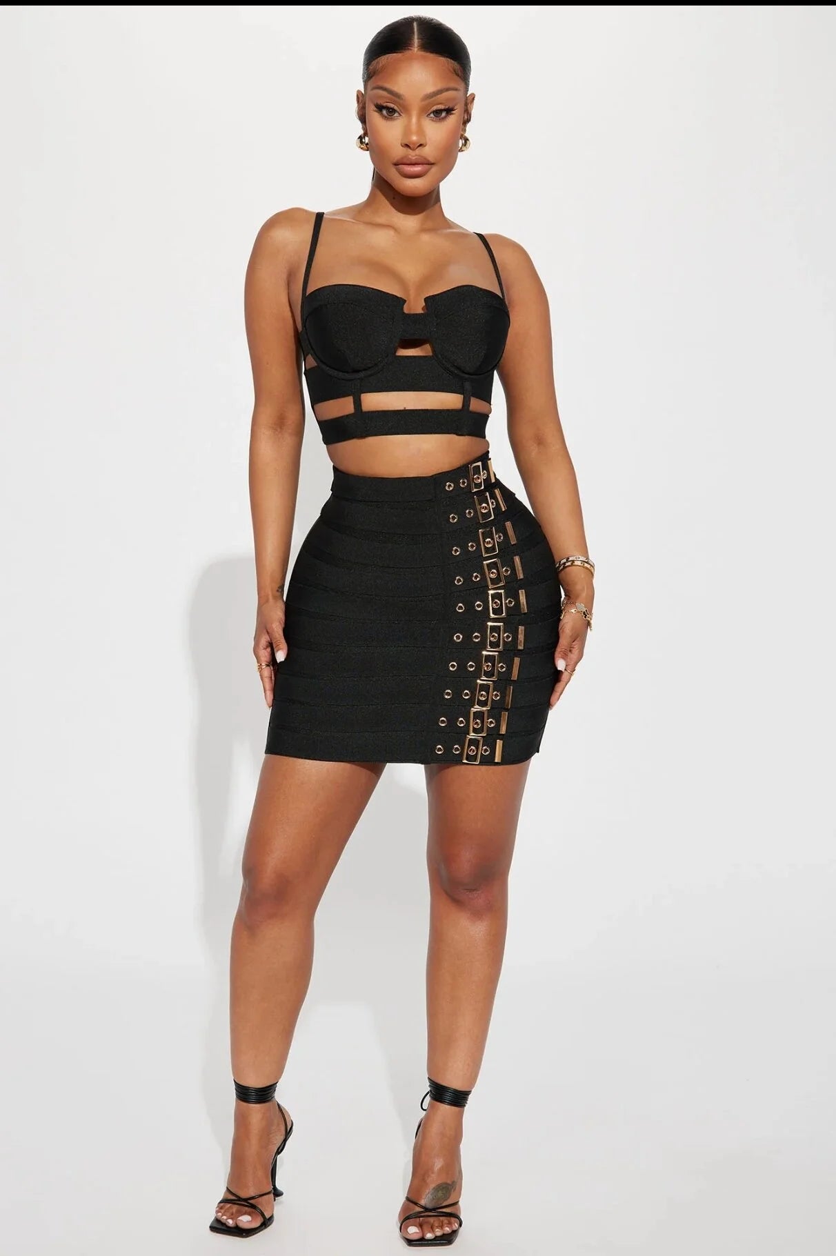 Punk bandage skirt set