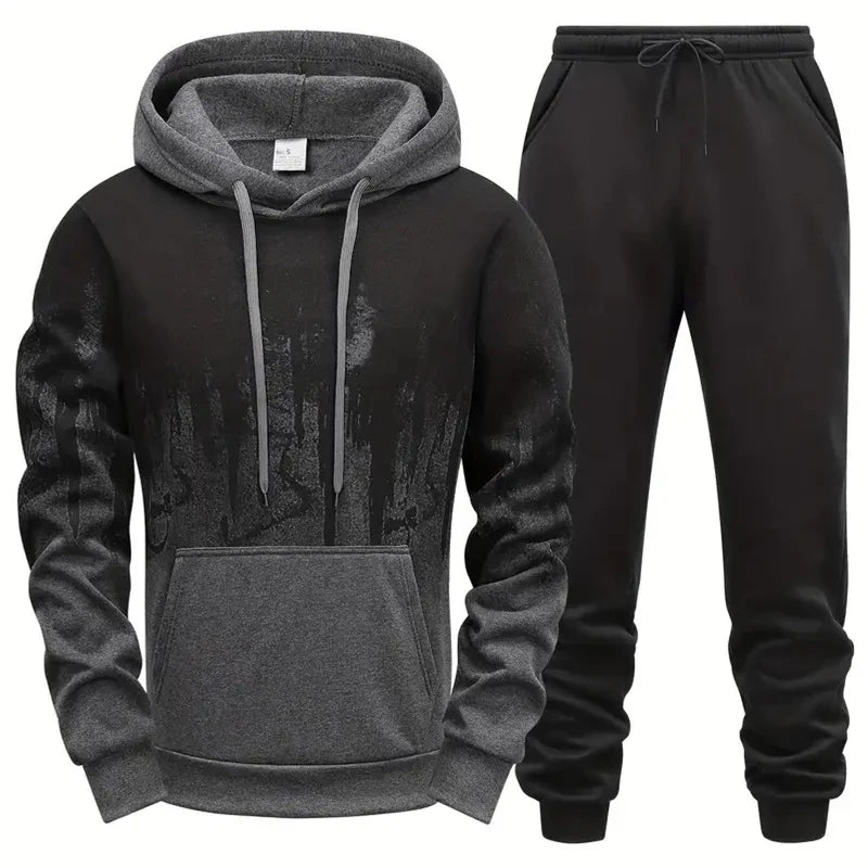 Men's Set Hoodie Sets Men Tracksuit Sportswear Hoodies+Sweatpant 2 Pieces Autumn Winter Male Warm Clothing Pullover Sweatshirts