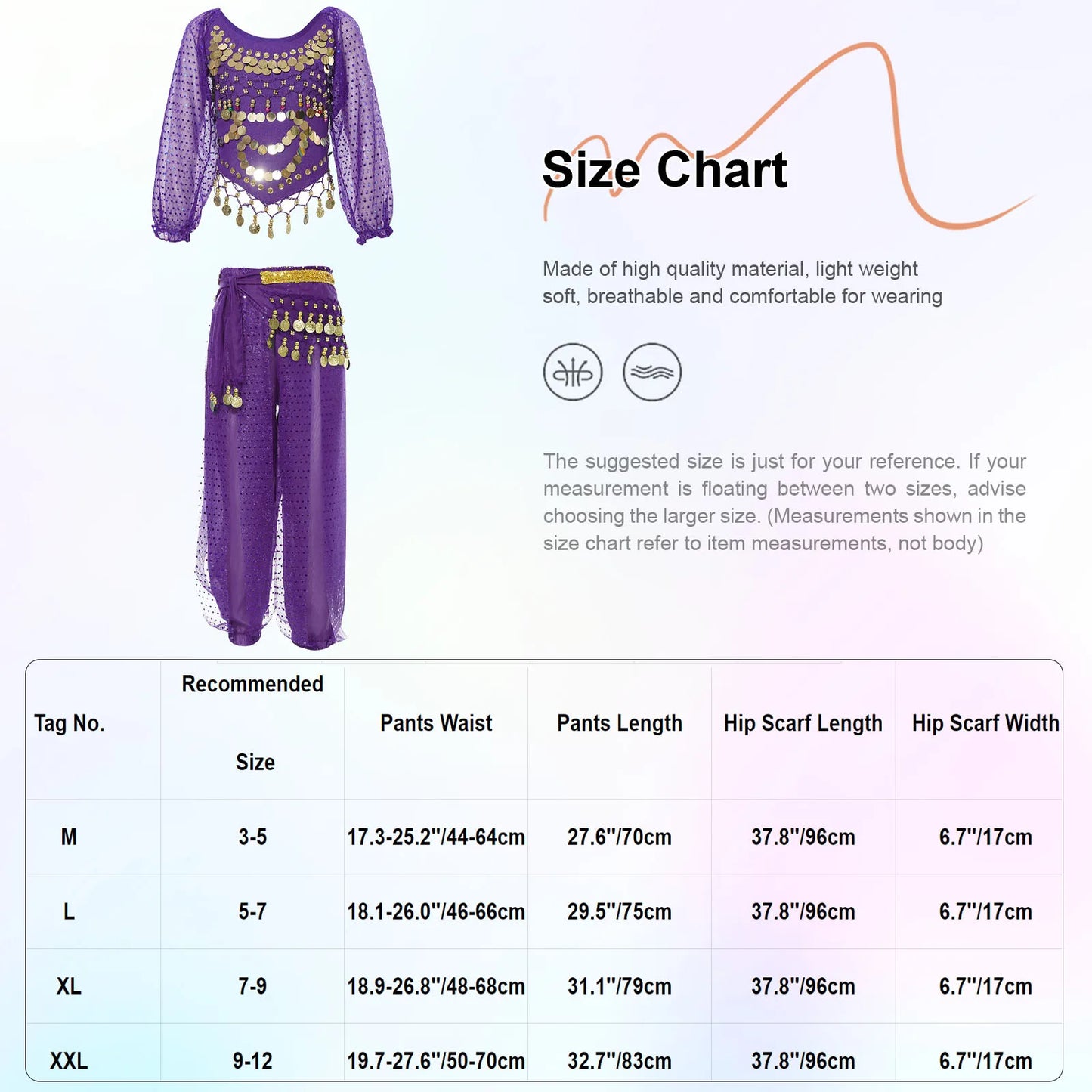Girls India Belly Dance Arabian Princess Performance Costume Long Sleeve Crop Top with Harem Pants Hip Scarf Bellydance for Kids
