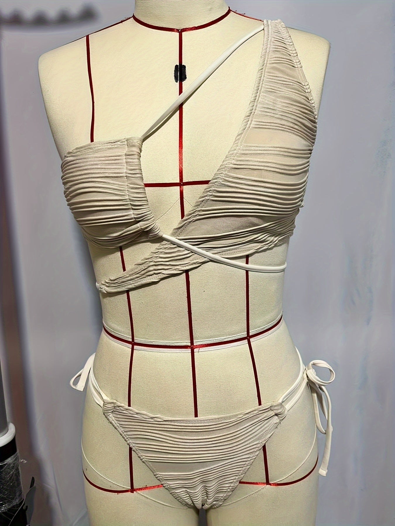 Asymmetric One Shoulder Criss Cross 2 Piece Set Bikini,  Swimsuits, Women's Swimwear & Clothing