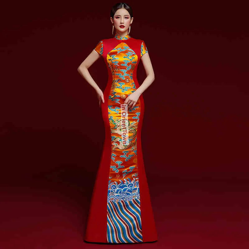 Oriental Style Models Cheongsam Prom Dress High-End Performance Costume Show Asian Trend Evening Hosts Formal Attire for Women